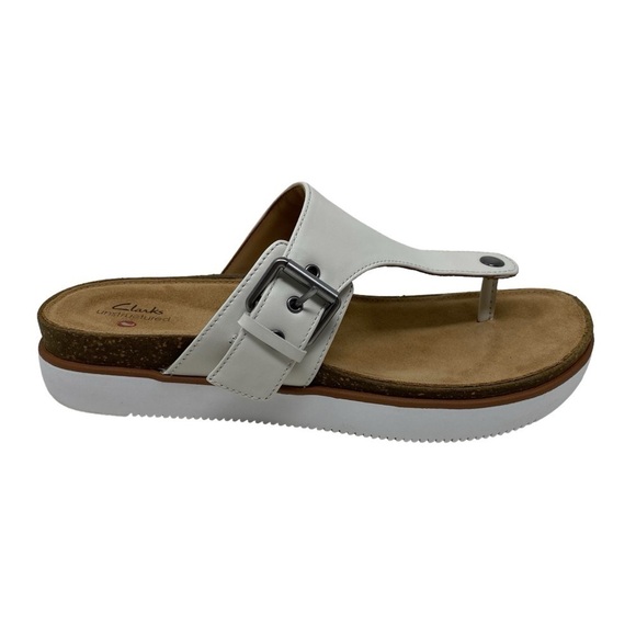 Clarks Women's Elayne Step White Leather Sandals - Picture 1 of 8